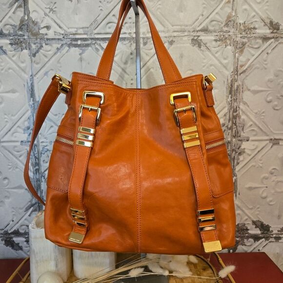 Michael Kors Collection Darrington Large Camel Color Leather Bag - Picture 2 of 15